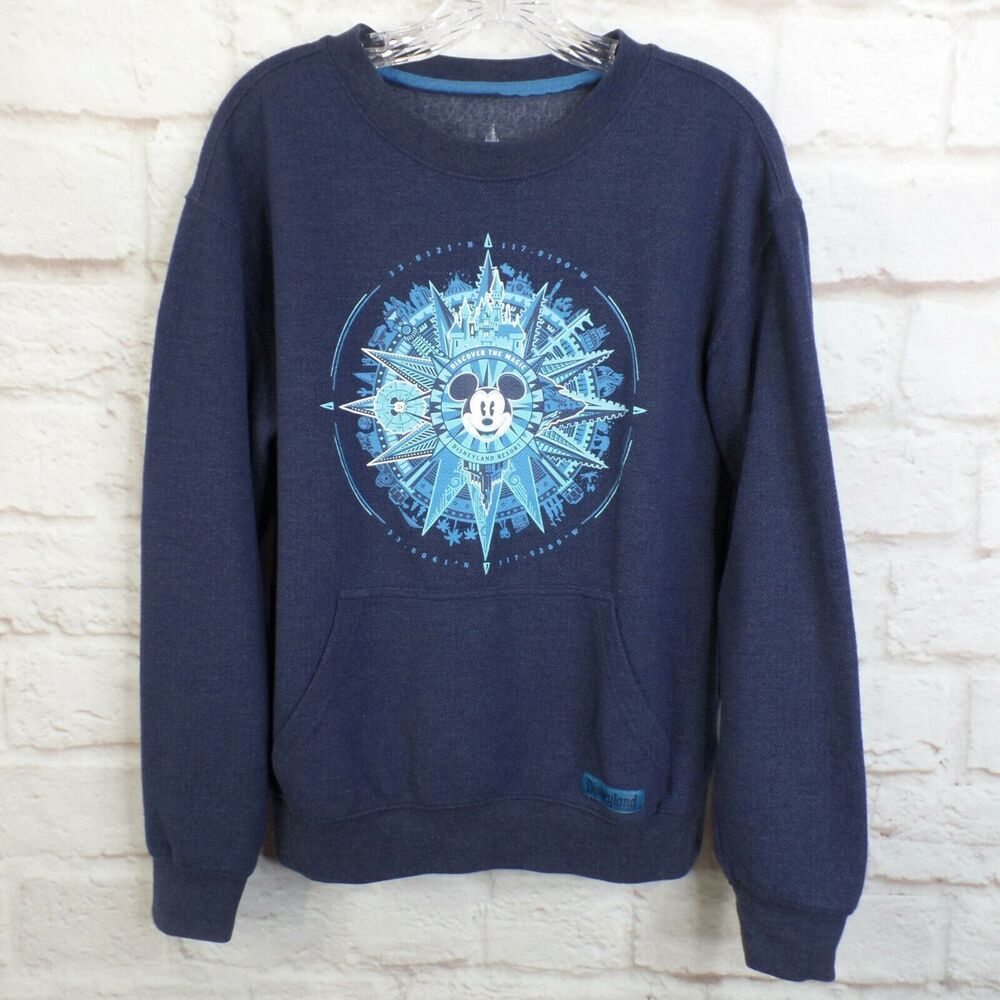 Disneyland Resort Mickey Mouse Compass Sweatshirt Men's Small Blue EUC